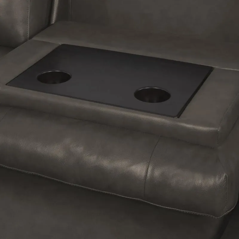 Genuine Leather Power Reclining Sectional with Chaise and Fold-Down Backrest