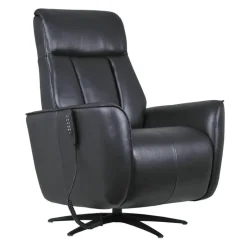 Genuine Leather Power Recliner and Swivel Chair with 4 Motors, Massage, Built-In Speakers, and LED Lighting