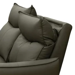 Genuine Leather Power Reclining Loveseat with 3 Motors - Headrest, Footrest & Lumbar Support