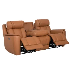 Genuine Leather Power Reclining Modular Sofa with Adjustable Headrests and a Fold-Down Seat - 3 pcs