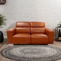 HTL Genuine Leather Power Reclining Modular Loveseat with Adjustable Headrests – 2 pcs