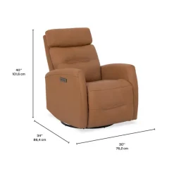 Genuine Leather Power Recliner - Tan