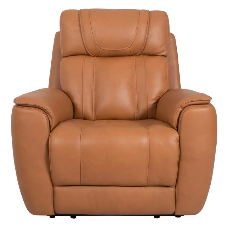 Genuine Leather Power Recliner with Adjustable Headrest