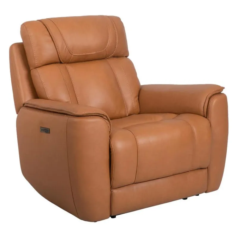 Genuine Leather Power Recliner with Adjustable Headrest