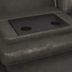 Genuine Leather Power Reclining Sectional with Chaise and Fold-Down Backrest