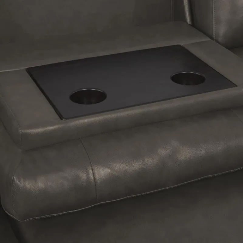 Genuine Leather Power Reclining Sectional with Chaise and Fold-Down Backrest