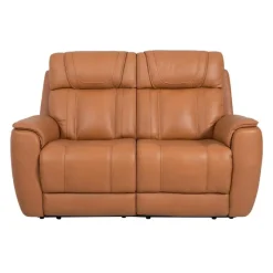 Genuine Leather Power Reclining Modular Loveseat with Adjustable Headrests - 2 pcs