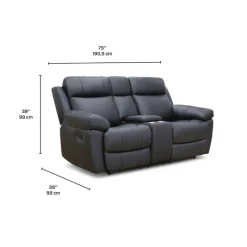 Genuine Leather Reclining Loveseat with Console