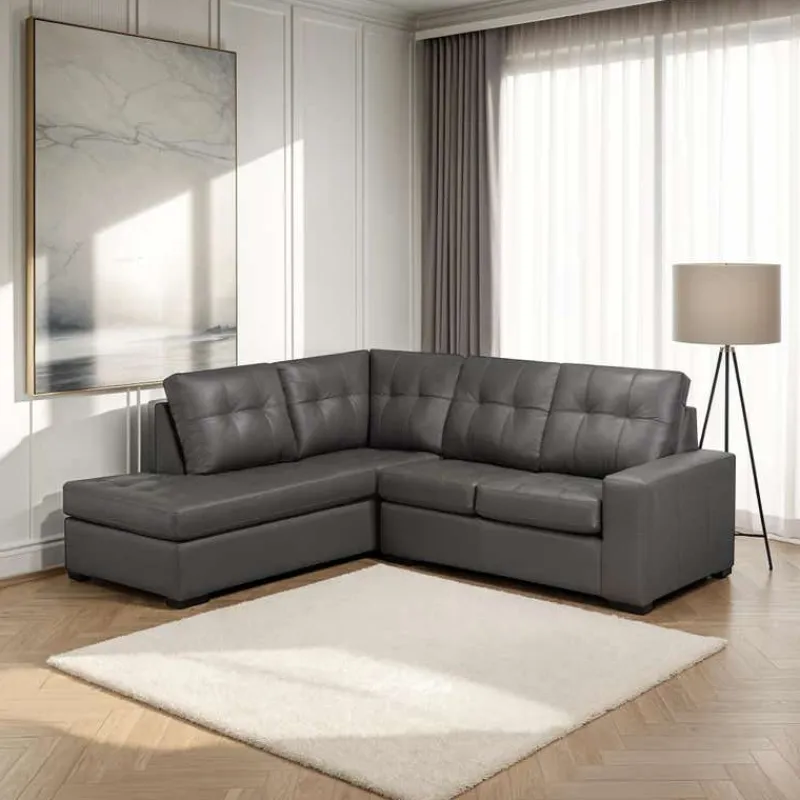 Sofa By Fancy Genuine Leather Sectional - Left-Side Chaise