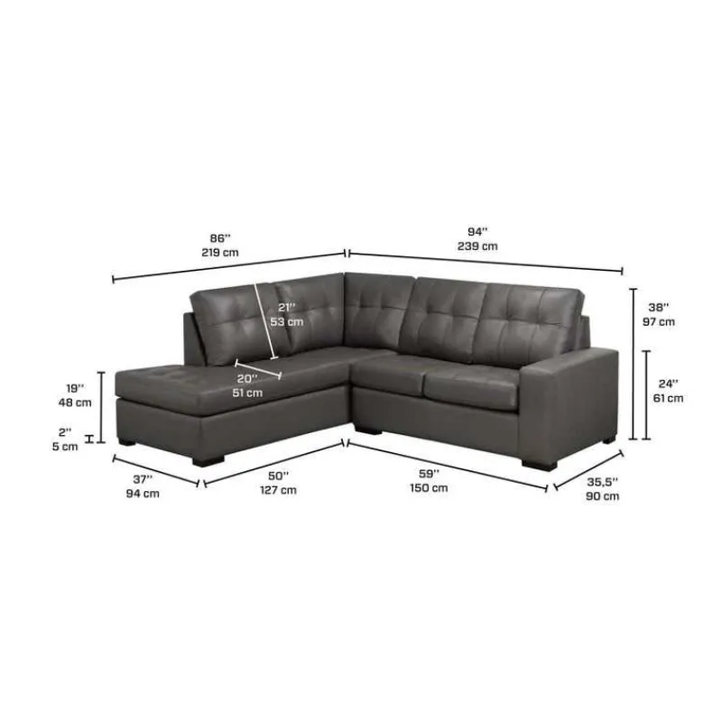 Sofa By Fancy Genuine Leather Sectional - Left-Side Chaise