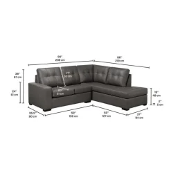 Sofa By Fancy Genuine Leather Sectional - Right-Side Chaise