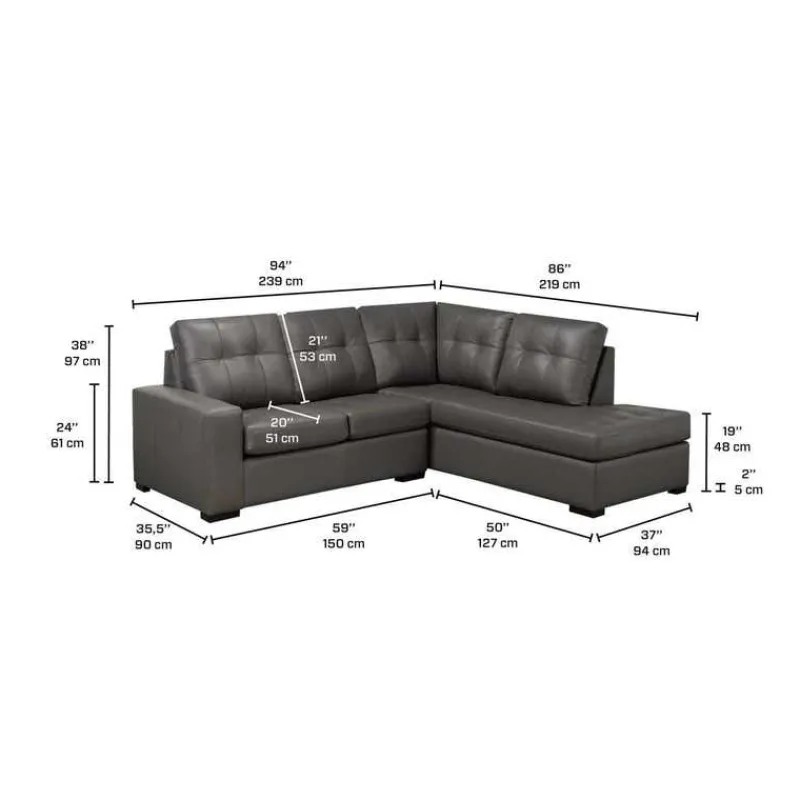 Sofa By Fancy Genuine Leather Sectional - Right-Side Chaise