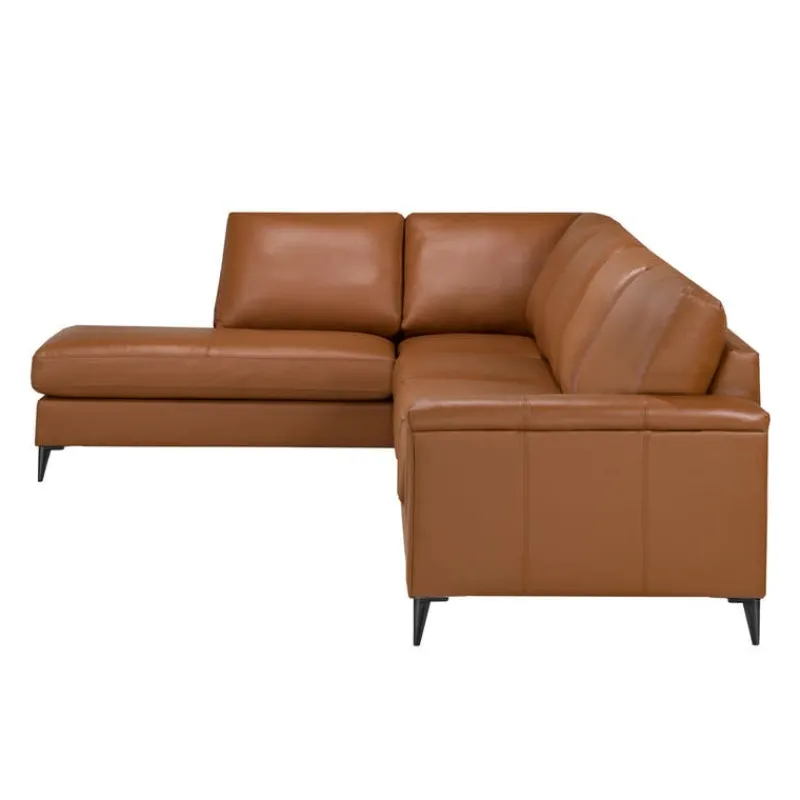 Sofa By Fancy Genuine Leather Sectional with Left-Side Chaise - Cognac