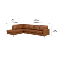 Sofa By Fancy Genuine Leather Sectional with Left-Side Chaise - Cognac