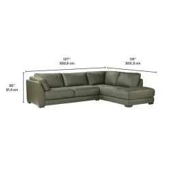 HTL Genuine Leather Sectional with Right-Side Extra Seat