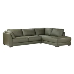 HTL Genuine Leather Sectional with Right-Side Extra Seat