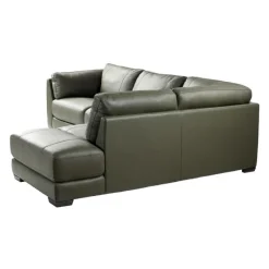 HTL Genuine Leather Sectional with Right-Side Extra Seat