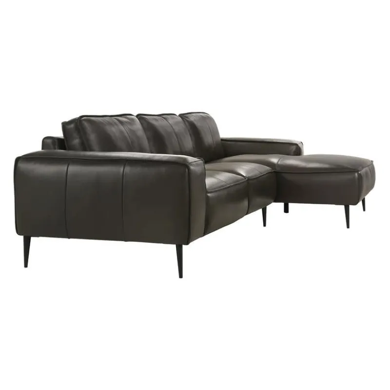 Genuine Leather Sectional with Right-Side Chaise