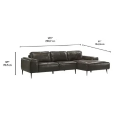 Genuine Leather Sectional with Right-Side Chaise