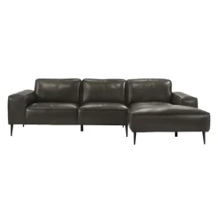 Genuine Leather Sectional with Right-Side Chaise