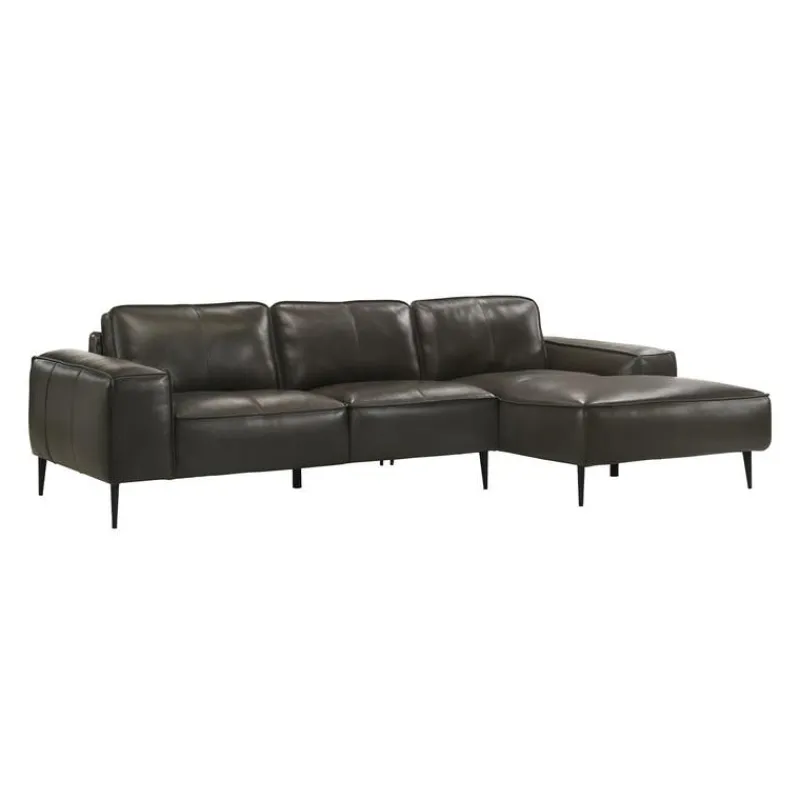 Genuine Leather Sectional with Right-Side Chaise