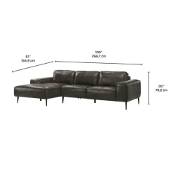 Genuine Leather Sectional with Left-Side Chaise