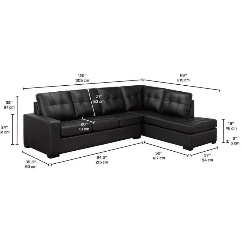 Sofa By Fancy Genuine Leather Sectional - Right-Side Chaise