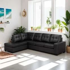 Sofa By Fancy Genuine Leather Sectional - Left-Side Chaise
