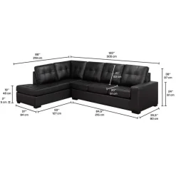 Sofa By Fancy Genuine Leather Sectional - Left-Side Chaise