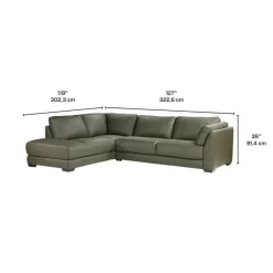 HTL Genuine Leather Sectional with Left-Side Extra Seat