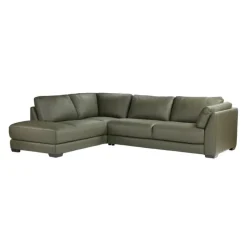 HTL Genuine Leather Sectional with Left-Side Extra Seat