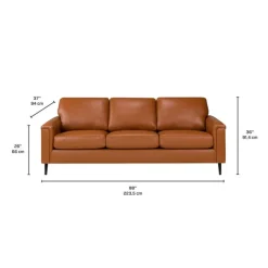 Sofa By Fancy Genuine Leather Sofa - Cognac