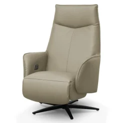 Genuine Leather Swivel Power Recliner -