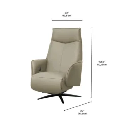 Genuine Leather Swivel Power Recliner -