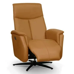 Genuine Leather Swivel Power Recliner -