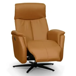 Genuine Leather Swivel Power Recliner -