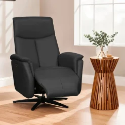 Genuine Leather Swivel Power Recliner -