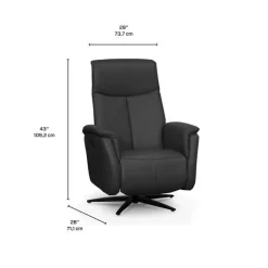 Genuine Leather Swivel Power Recliner -