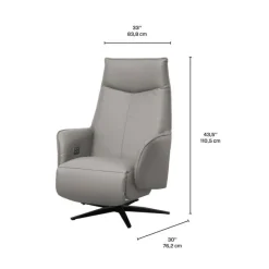Genuine Leather Swivel Power Recliner -