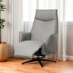 Genuine Leather Swivel Power Recliner -