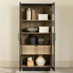 Meubles South Shore Glass-Front Cabinet with Drawer - South Shore