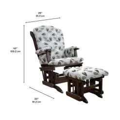Gliding Rocking Chair and Ball-Bearing Footrest - Patterned Fabric