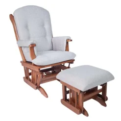 Gliding Rocking Chair and Ball-Bearing Footrest - Grey