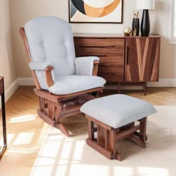 Gliding Rocking Chair and Ball-Bearing Footrest - Grey