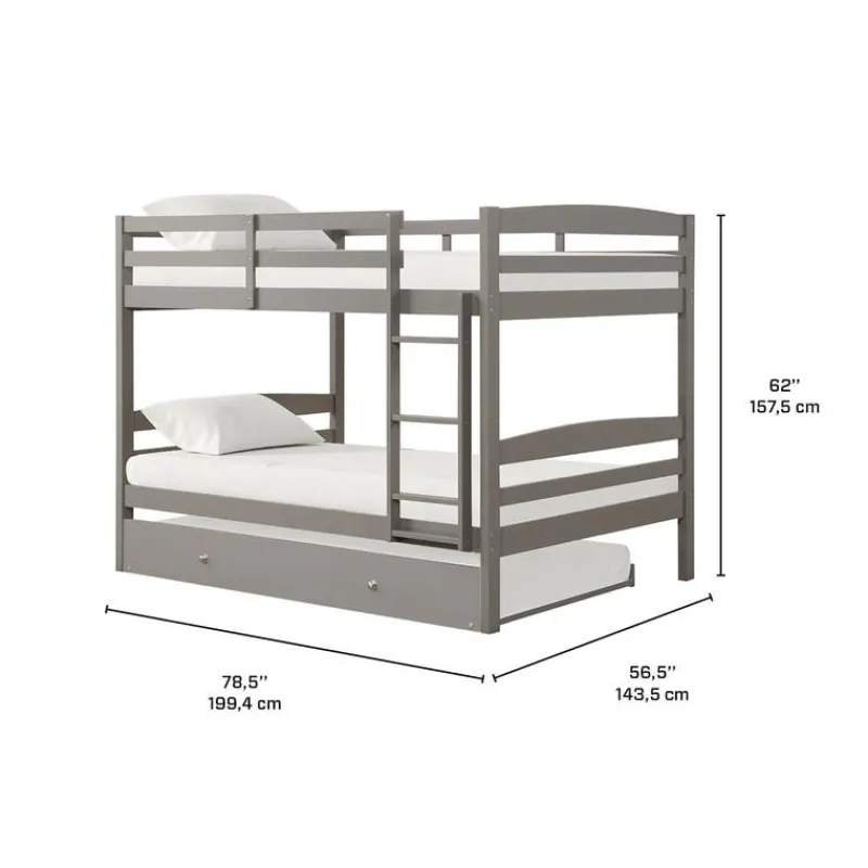 Bunk Bed with Trundle Bed - 54"/54"