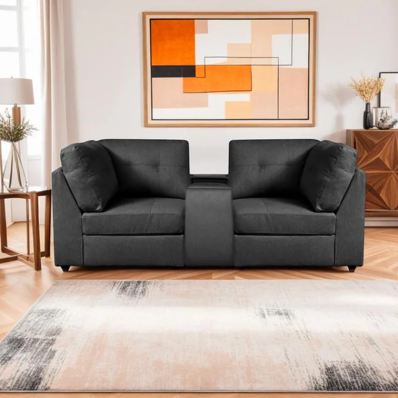 Modular Loveseat with Console - 3 pcs