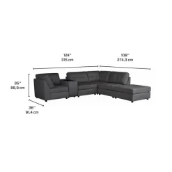Modular Sectional with Console and Ottoman - 6 pcs
