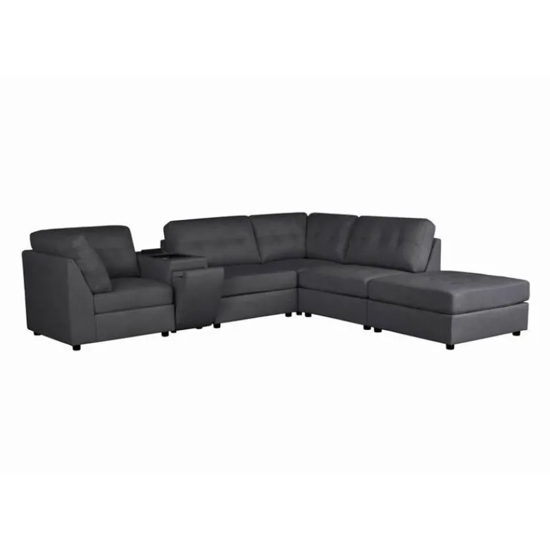 Modular Sectional with Console and Ottoman - 6 pcs