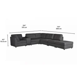 Modular Sectional with Console and Ottoman - 7 pcs