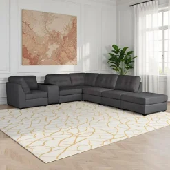 Modular Sectional with Console and Ottoman - 7 pcs